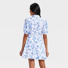 Women's Puff Sleeve Mini Shirtdress - A New Day