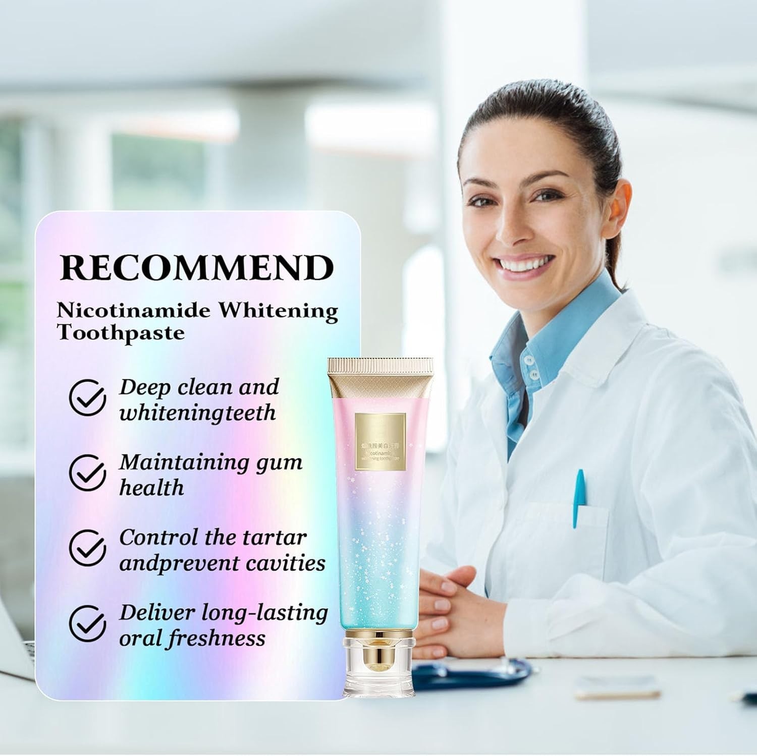 Minty Fresh Niacinamide Toothpaste - Ideal for Daily Use and Stain Prevention