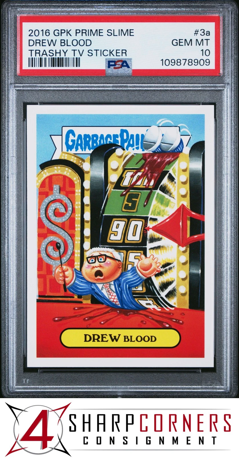 2016 Topps Garbage Pail Kids Prime Slime Trashy Tv Sticker Trashy Tv Sticker #3a Drew Blood front