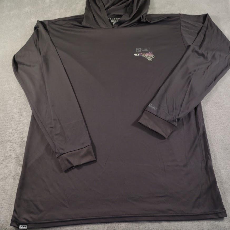 Pelagic Hoodie Mens XL Black Lightweight Pullover Tagless Graphic Marine Jersey