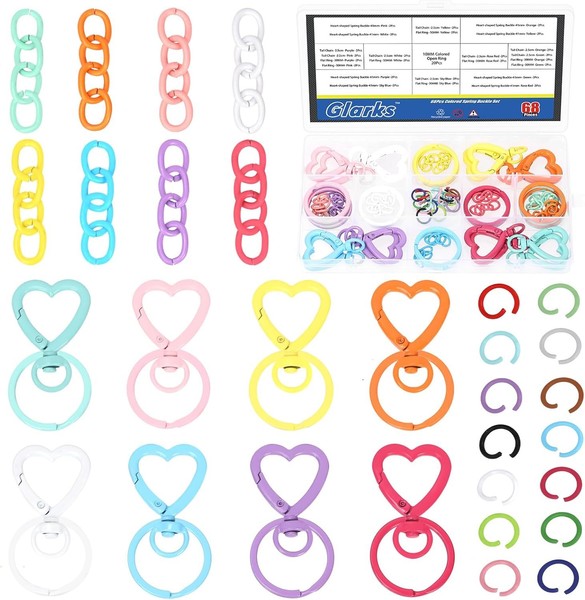 Herz SchlüSselanhäNger Set 68-Teilig, Karabiner Clips, Ketten, Sprungringe,-image