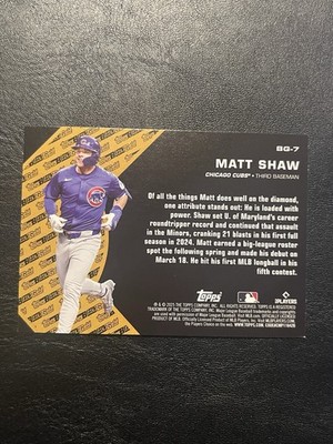 1of1 Matt Shaw Topps 2025 インサート 2025 Topps Stadium Club Matt Shaw (RC) In Case Of Emergency Break