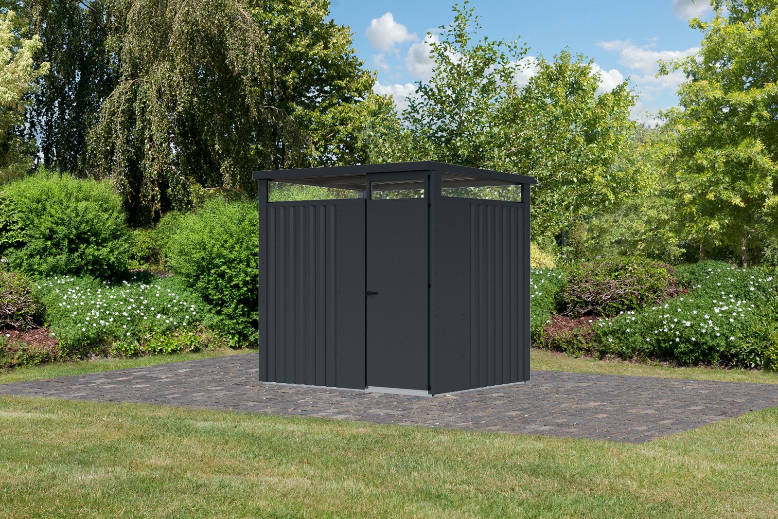 Karibu Gartenhaus Metallhaus Metallgartenhaus "Østen 1,5" anthrazit **B-Ware**