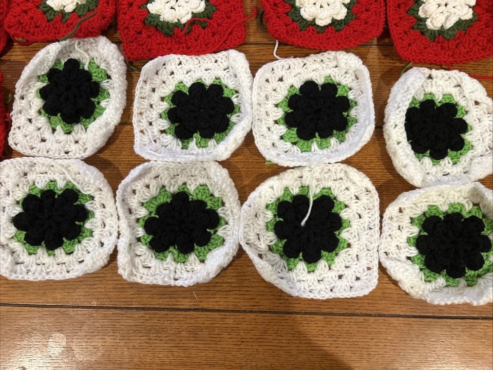 Lote de 19 centros de flores cuadradas multicolores abuela ganchillo para bufanda afgana Foto 2 de 4