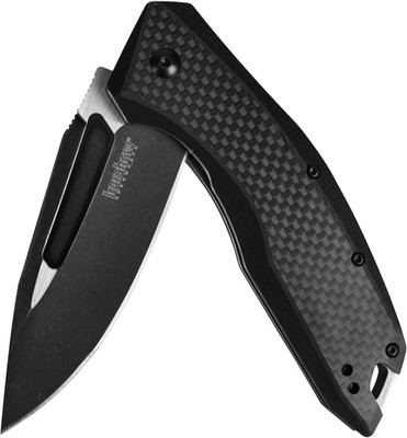 Flourish Pocket Knife (3935); 3.5-Inch Blackwash Clip Point Blade with Black Car