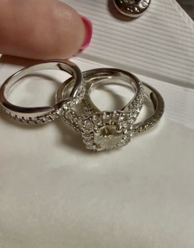 14K White Gold Princess Cut Diamond Engagement Wedding Ring Set