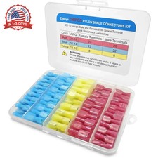 100Pcs Nylon Insulated Spade Connector Kit, 22-10 AWG Male Female Quick Discon