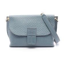 LOEWE Avenue Repeat Anagram Shoulder Bag Leather Blue #RC3872
