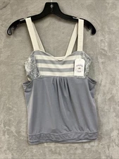 Lululemon Tank Top Women's 8 Run Back On Track Gray Shelf Bra Athletic Loose Fit