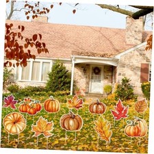 12 Pcs Thanksgiving Outdoor Decorations Thanksgiving Yard Sign with Pumpkin