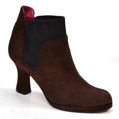 Womens Charles Jourdan Pull Up Ankle Boots 6 M Brown Suede Heels Booties Shoes