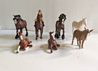 Britains vintage farm animals bundle 6 horses 1 donkey including horse &rider
