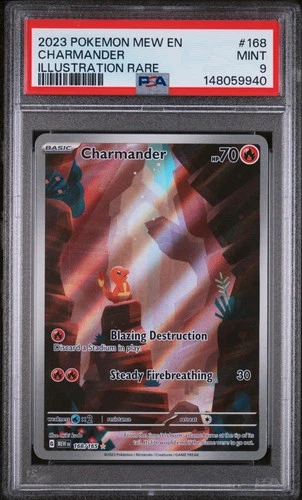 2023 POKEMON MEW EN-151 ILLUSTRATION RARE #168 CHARMANDER PSA 9