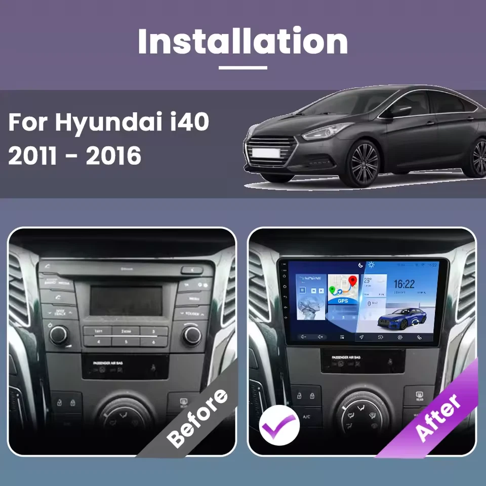 DAB+ Android 14 Autoradio Für Hyundai i40 2010-2021 WIFI CarPlay GPS Navi 2+32GB - Bild 2 von 4