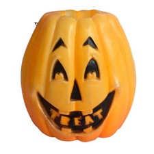Blow Mold 12 Tall Halloween Jack O Lantern Pumpkin Trick or Treat Pail