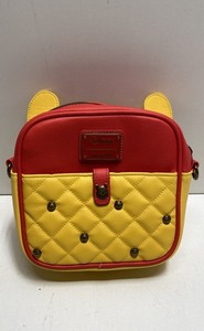 Disney Loungefly Winnie the Pooh Red Yellow Quilted Honey Pot Crossbody Bag