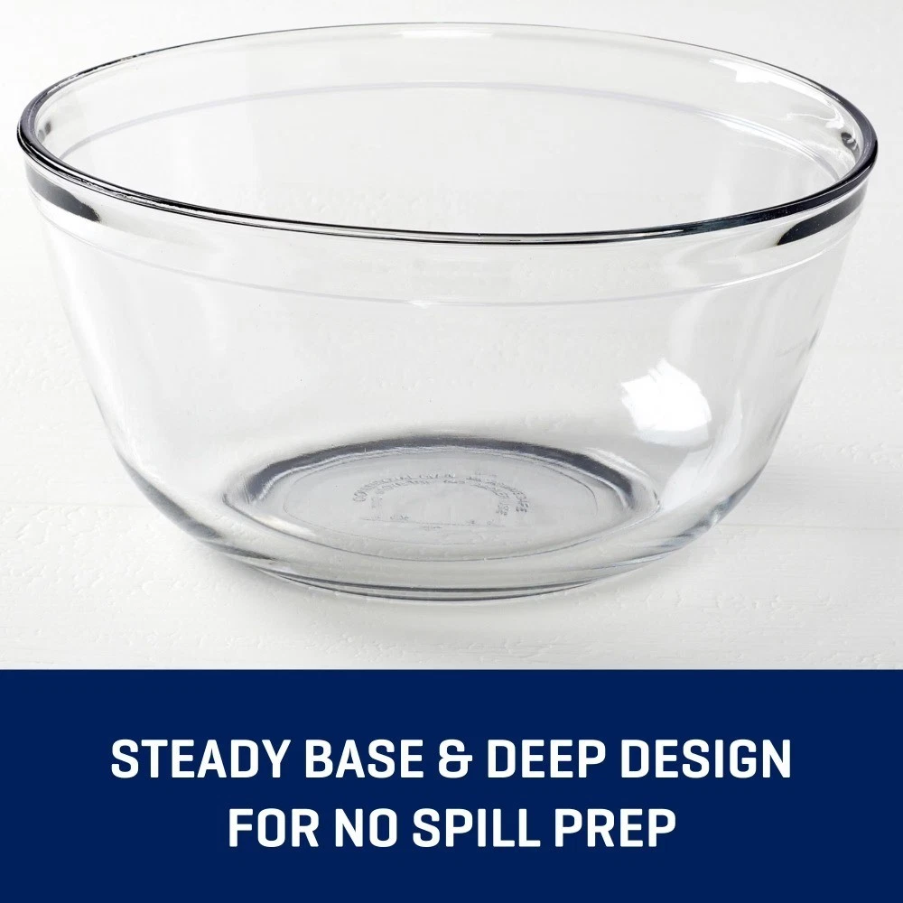 Glass Mixing Bowl 4 Quart Capacity Large Prep Dish - thumbnail 3