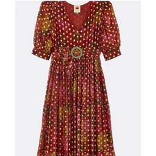 Farm Rio Banana Flowers Maxi Dress Terracotta Gold Size Large