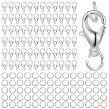 300 PCS Silver Lobster Claw Clasps, Stainless Steel Lobster Clasps and Jump R...