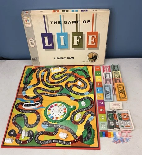 Vintage 1960 Game Of Life Board Game, Milton Bradley, Complete