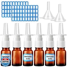 ZHWKMYP 10 Pcs Nasal Spray Bottle, 10ML/0.35OZ 6 Pcs Refillable Fine Mist Gla