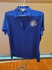 Port Authority Lady Size Large Dry Fit Blue Polo Shirt Embroidered