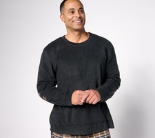 Stan Herman Women's Top Sweater Sz M Men's Cozy Fleece Pullover Black A545142