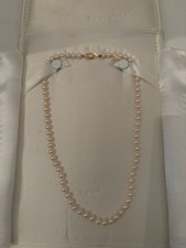 Vintage Hand-Knotted Fresh Water Cultured Pearl Necklace with 14K Gold Clasp