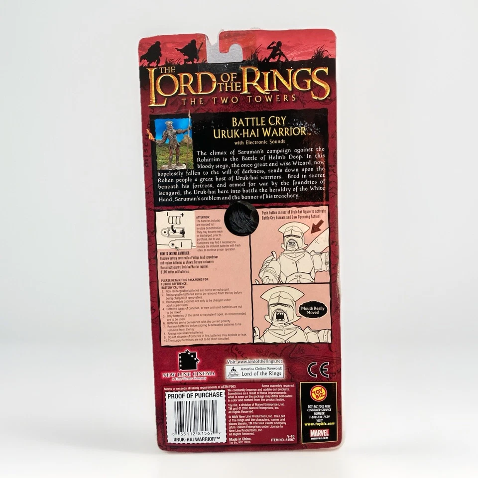 NUEVO Señor de los Anillos LOTR Battle Cry Uruk-Hai Warrior figura Toybiz RARO Foto 2 de 4