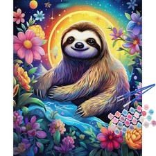 Sloth Paint by Numbers Kit for Adults Frameless DIY Canvas Wall Art Decoration