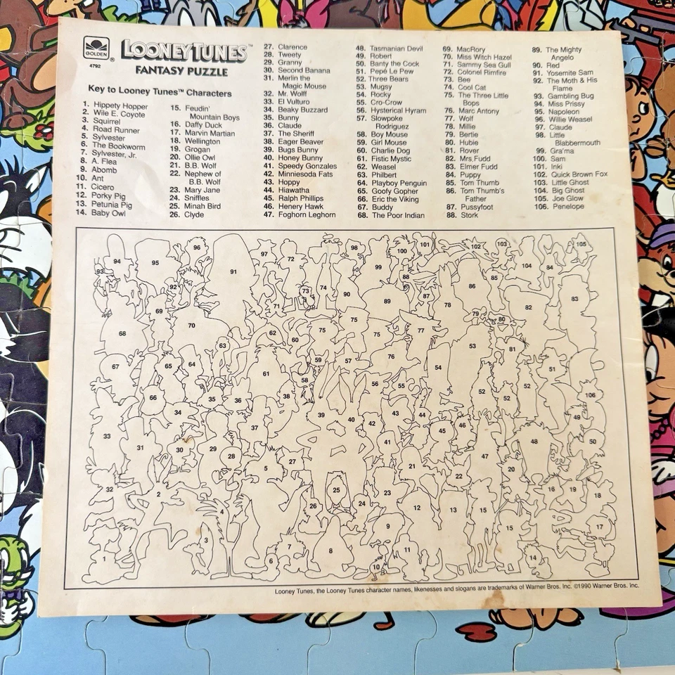 Rompecabezas de fantasía 1990 Looney Tunes personajes 300 piezas con llave 22x33 ¡Completo! Foto 4 de 4