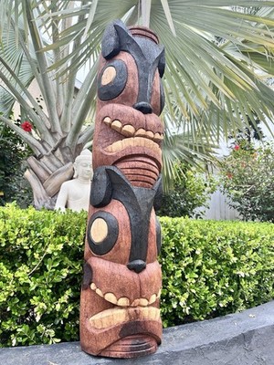 New 3  Double Dog Coconut Palm Tiki bar Decor Oceanic