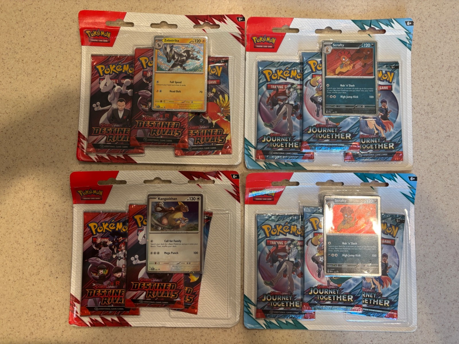 Pokémon (8) 3-Pack Blister LOT. DESTINED RIVALS, SURGING SPARKS, S&V ...