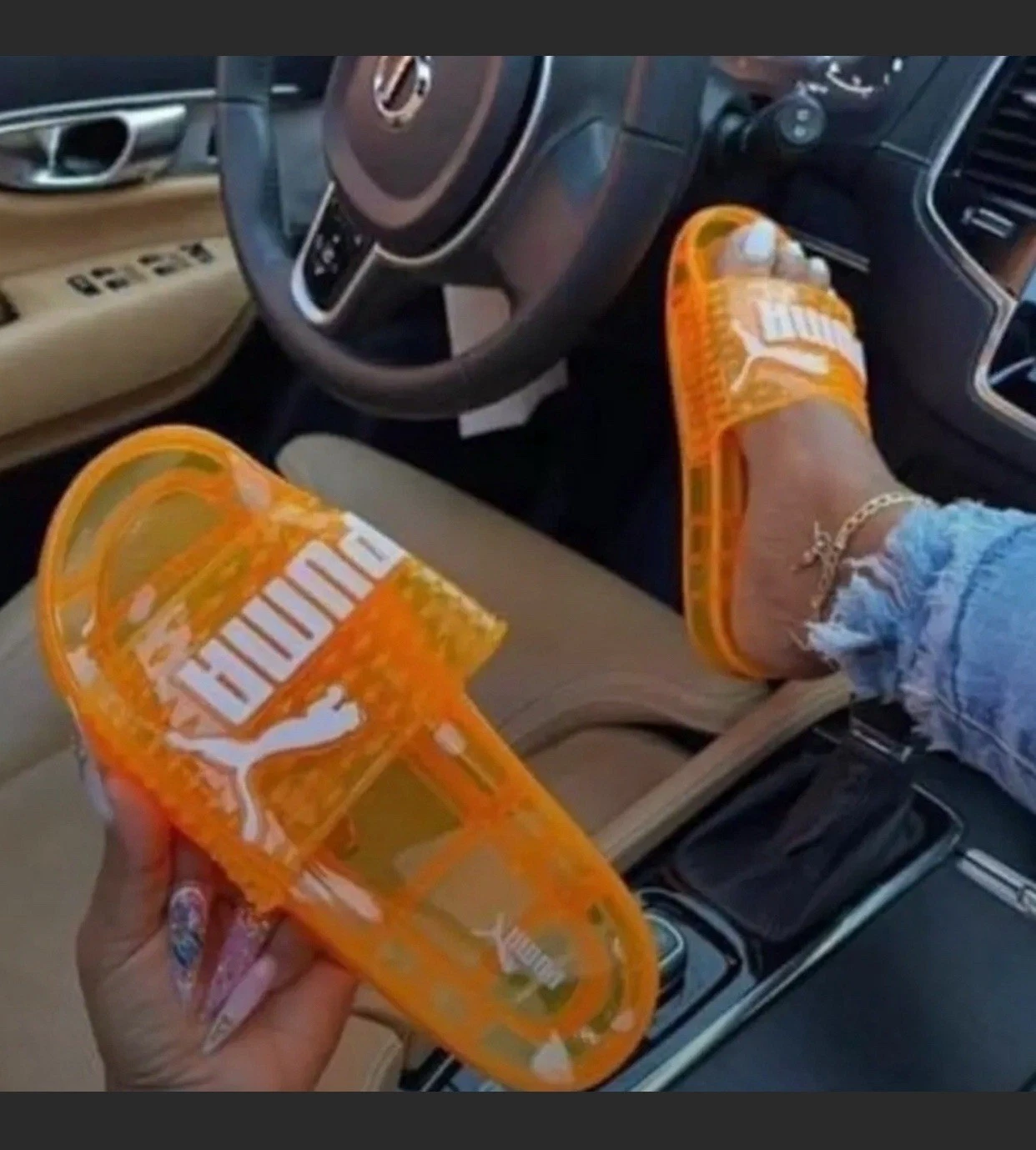 Sandali donna PUMA arancioni e bianchi con slide taglia:7 nuovi!!