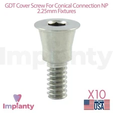 10x GDT Cover Screw Titanium Dental Fixture Conical Connection NP System 2.25mm
