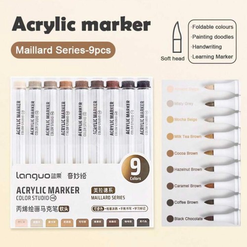 Acrylic Marker Paint Pens - Big Bulk Discount - Languo Brush Tip - 9 Pack - Picture 24 of 25