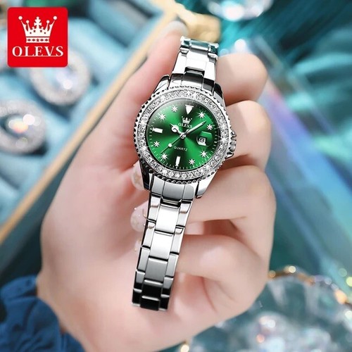 OLEVS 9945 Orologio da polso Donna Incrostato di Diamanti Impermeabile Luminoso Luminoso - Foto 7 di 18