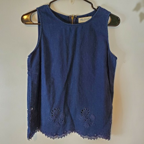 Madewell Lace Iris Crochet Trim Chambray Denim Sle