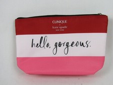 Clinique x Kate Spade Makeup Bag "Hello Gorgeous" Red White Pink New 2023