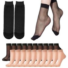 5/10 Pairs Women Nylon Elastic Short Ankle Sheer Stockings Silk Short Socks US