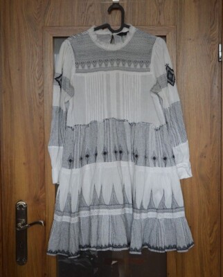 Zara Mini Dress with Contrasting Embroidery Lace Ruffle Rare 2903/053  blogger XS | eBay