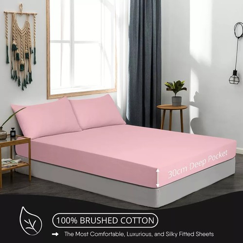 100% SOFT BRUSHED COTTON THERMAL FLANNEL EXTRA DEEP FITTED SHEET 25CM ALL SIZES - Picture 3 of 57