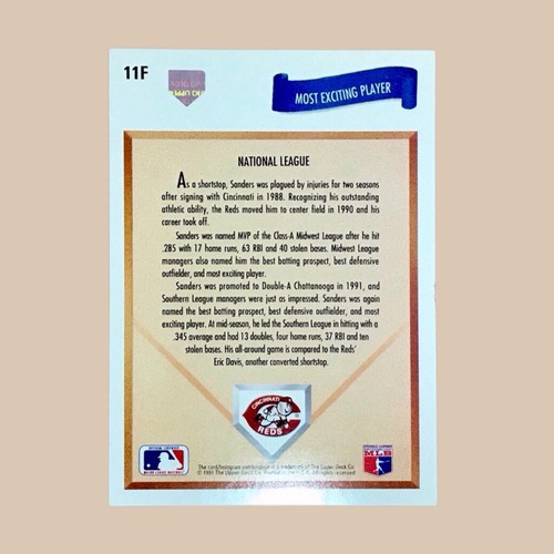 1991 “Reggie Sanders” - Baseball -  Final Edition - Picture 2 of 2