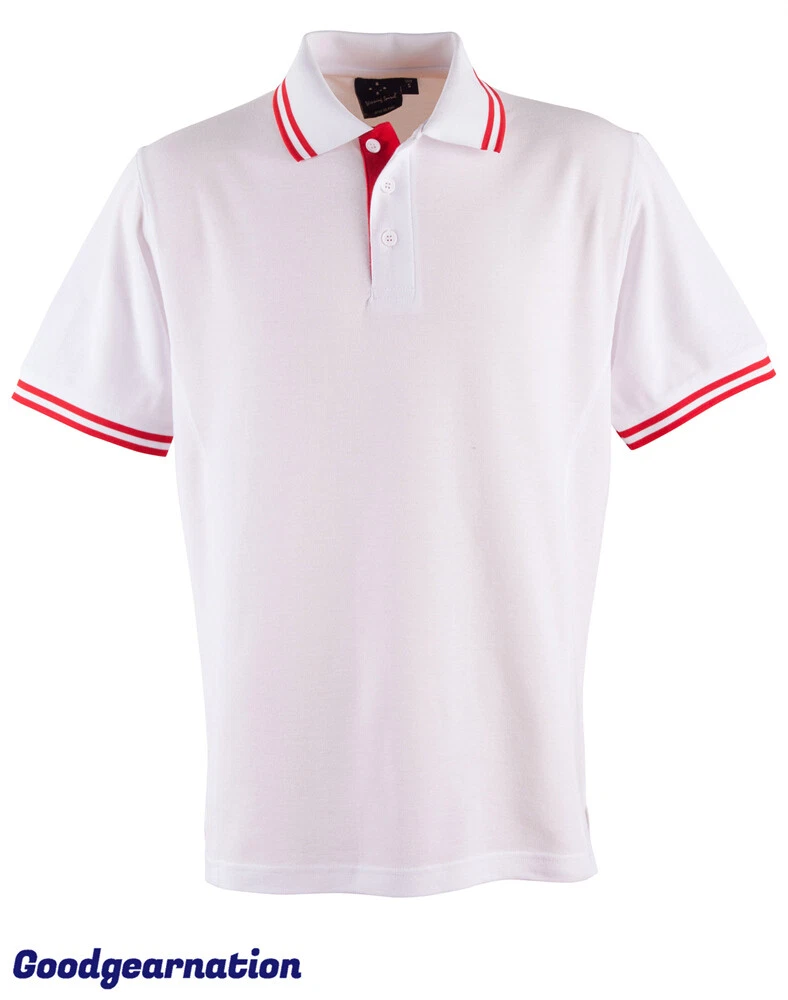 Polo Shirts Mens Top Contrast Short Sleeve Cotton Blend Sports Team Breathable