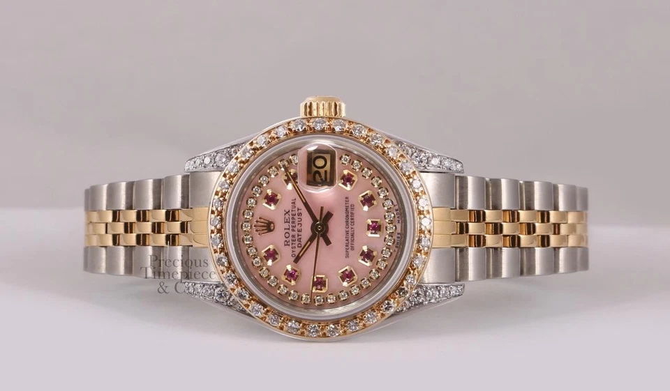 Rolex Lady Datejust 26mm Two Tone 18k Pink MOP String Diamond Dial-Diamond Llug - Image 4 of 4