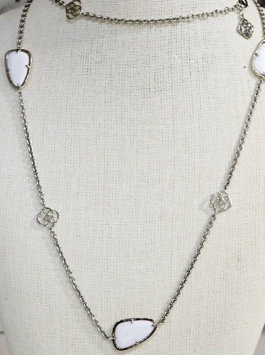 Kendra Scott ‘KINLEY’ Long Station Necklace-NEW/in Silver & Ivory MOP - Picture 10 of 10
