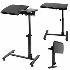 Adjustable Height Angle Rolling Laptop Desk Stand Table Tilting Top Movable