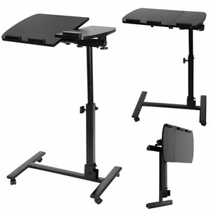 Adjustable Height Angle Rolling Laptop Desk Stand Table Tilting Top Movable