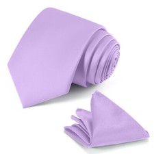 Lavender Tie Set in Gift Box Mens Solid Color 3.15" 8CM Light Purple Necktie ...