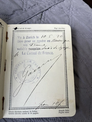 ANTICO LIBRETTO PASSAPORTO SVIZZERO,SUISSE,DATATO 1921 con francobolli scaduti - Foto 6 di 9